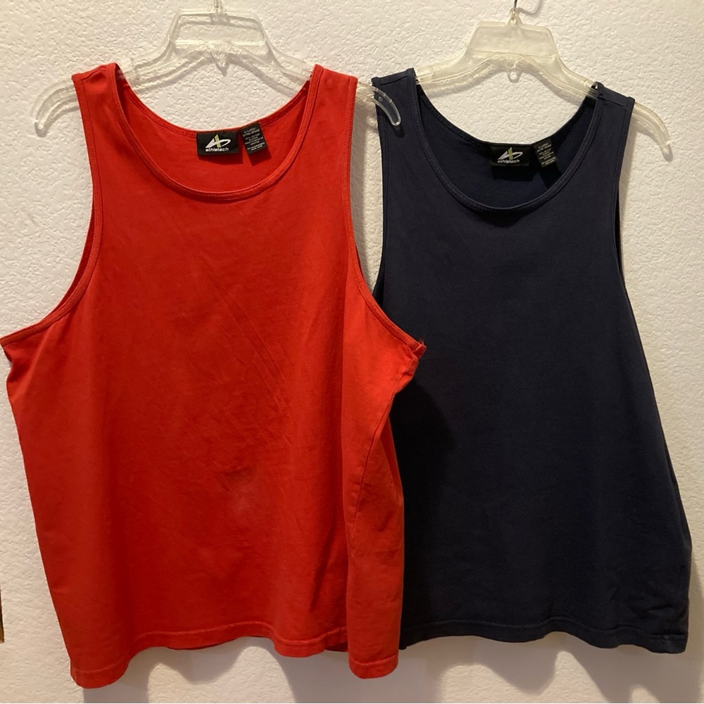 ATHLETECH Men’s Red and Blue Tank Tops Two tops for one price XL